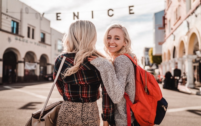 Two young women in Venice.