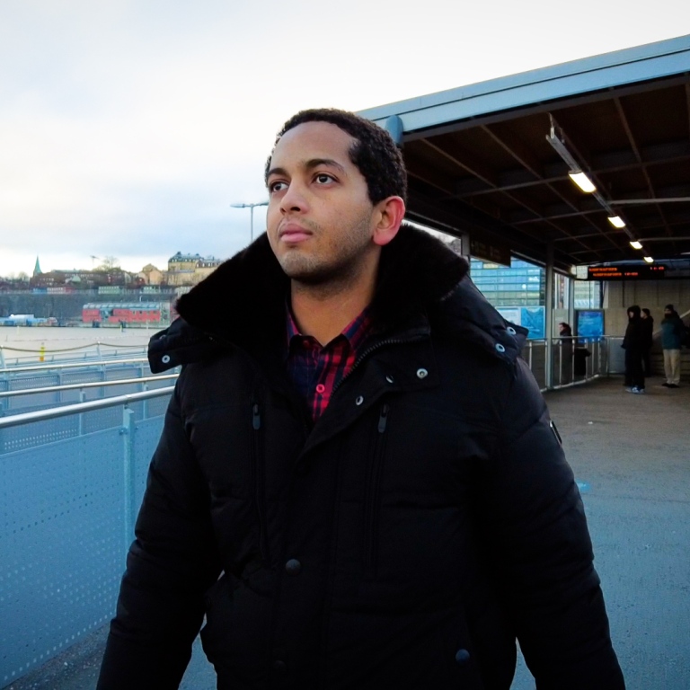 Mahmoud Suliman on a boat in Stockholm.